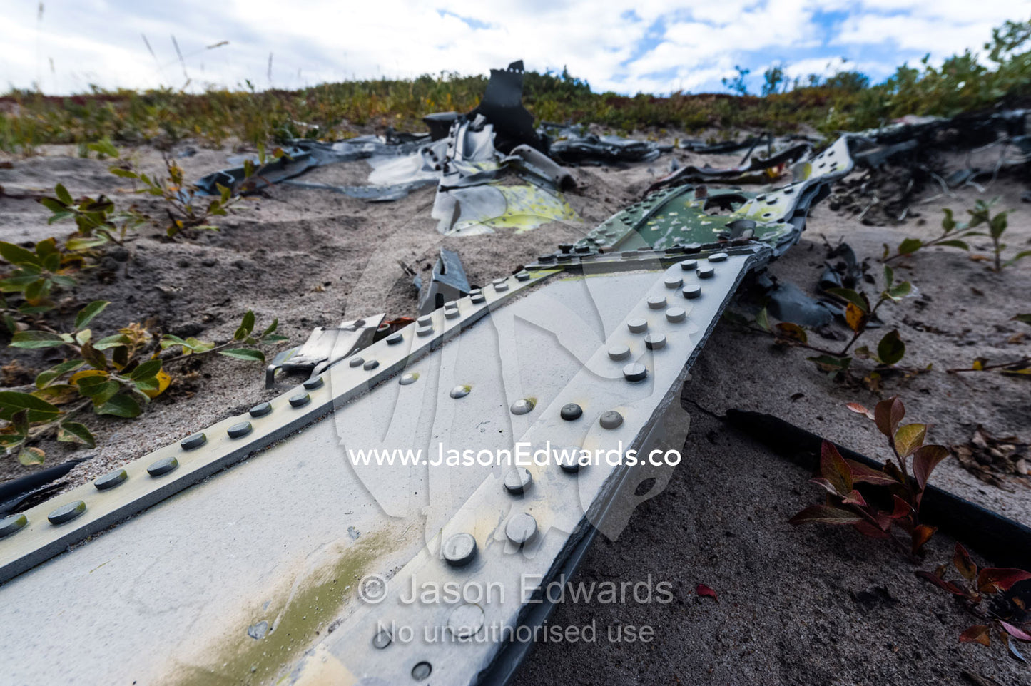 The wreckage of a plane crash on the tundra. Russell Glacier, Qeqqata Municipality, Kangerlussuaq, Greenland.
