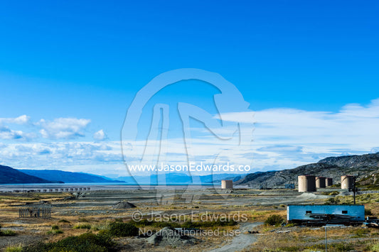 Oil tanks near a the tarmac of an airport. Kangerlussuaq, Qeqqata Municipality, Greenland.