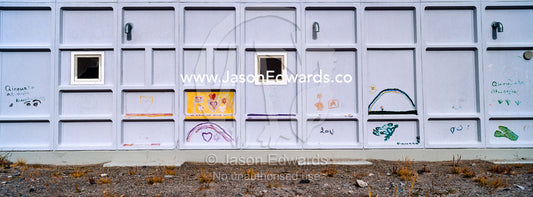 Children's artwork drawn and painted on the wall of an elementary school in an arctic village. Kangerlussuaq, Qeqqata Municipality, Greenland.
