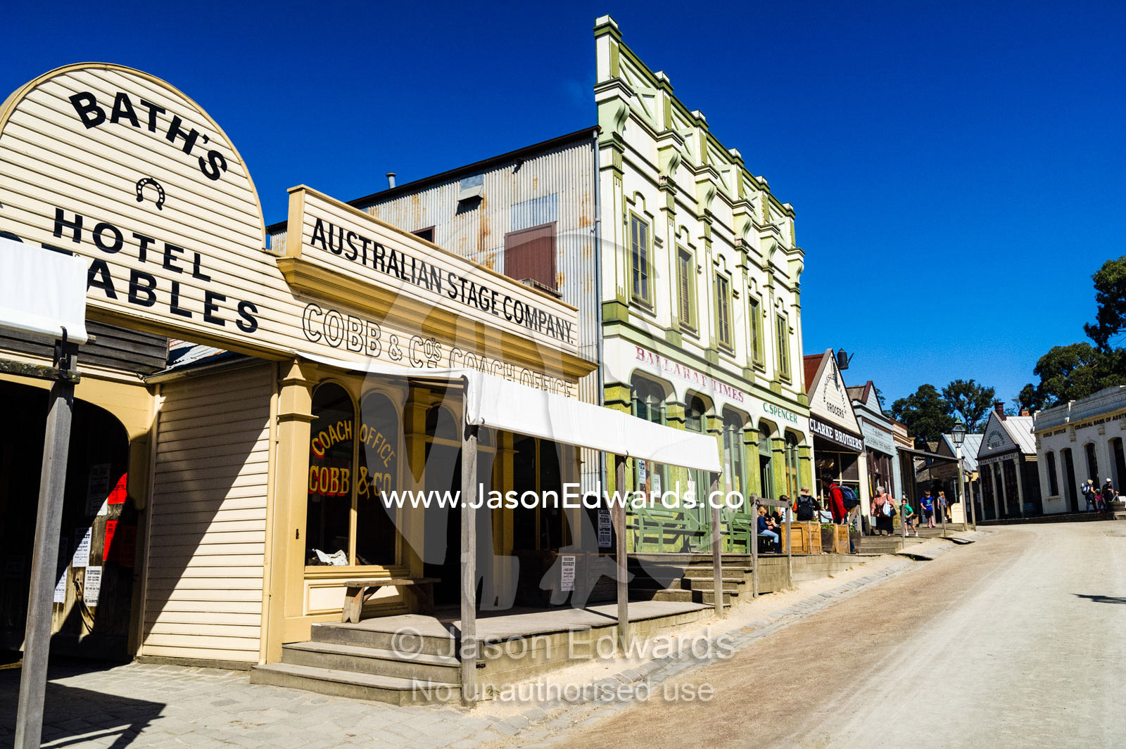 A hotel and stables in the Main Street of a gold mining town museum. Sovereign Hill, Ballarat, Victoria, Australia.
