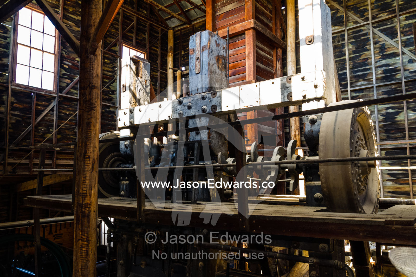 The Stamp Mill of Battery House in a gold mine town museum. Sovereign Hill, Ballarat, Victoria, Australia.