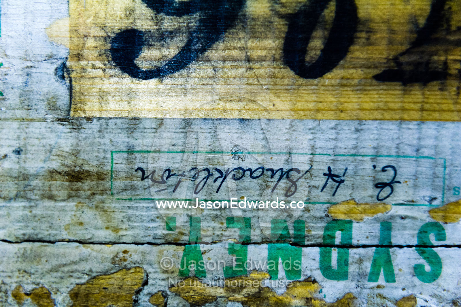 The signature of Antarctic explorer Ernest Shackelton's on a timber box by his hand Shackleton's Hut, Cape Royds, Ross Island, Antarctica.