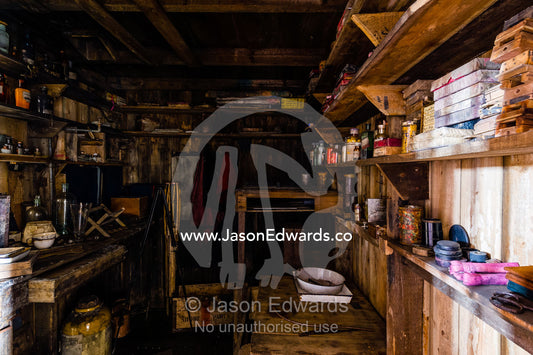 A photography darkroom and laboratory in Antarctic explorer Robert Falcon Scott's hut. Scott's Hut, Cape Evans, Ross Island, Antarctica.