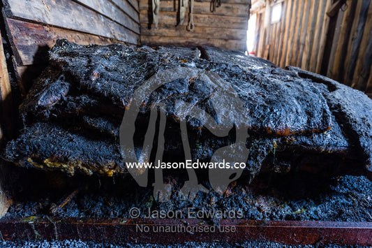 Seal blubber for cooking and heating in the hut of Antarctic explorer Robert Falcon Scott. Scott's Hut, Cape Evans, Ross Island, Antarctica.
