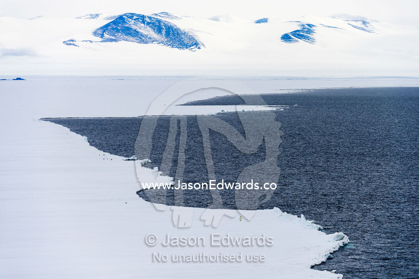 The sea ice edge and open ocean in Antarctica. Ross Sea, McMurdo Sound, Antarctica.