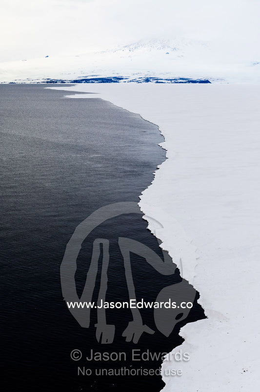 The sea ice edge and open ocean in Antarctica. Ross Sea, McMurdo Sound, Antarctica.