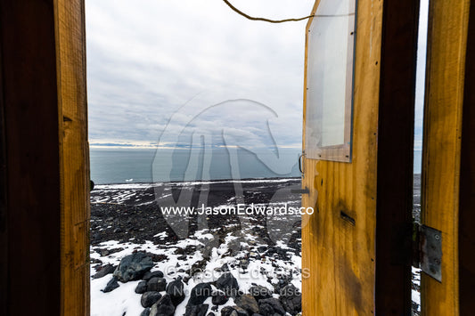 A room with a view, the toilet overlooking the ocean at Cape Bird in Antarctica. Cape Bird, Ross Island, Antarctica.