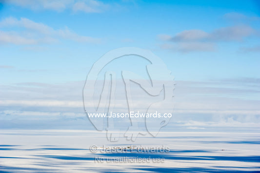 A US Air force airstrip dwarfed by a vast ice shelf dappled in cloud. Pegasus Field, Ross Island, McMurdo Ice Shelf, McMurdo Sound, Antarctica.