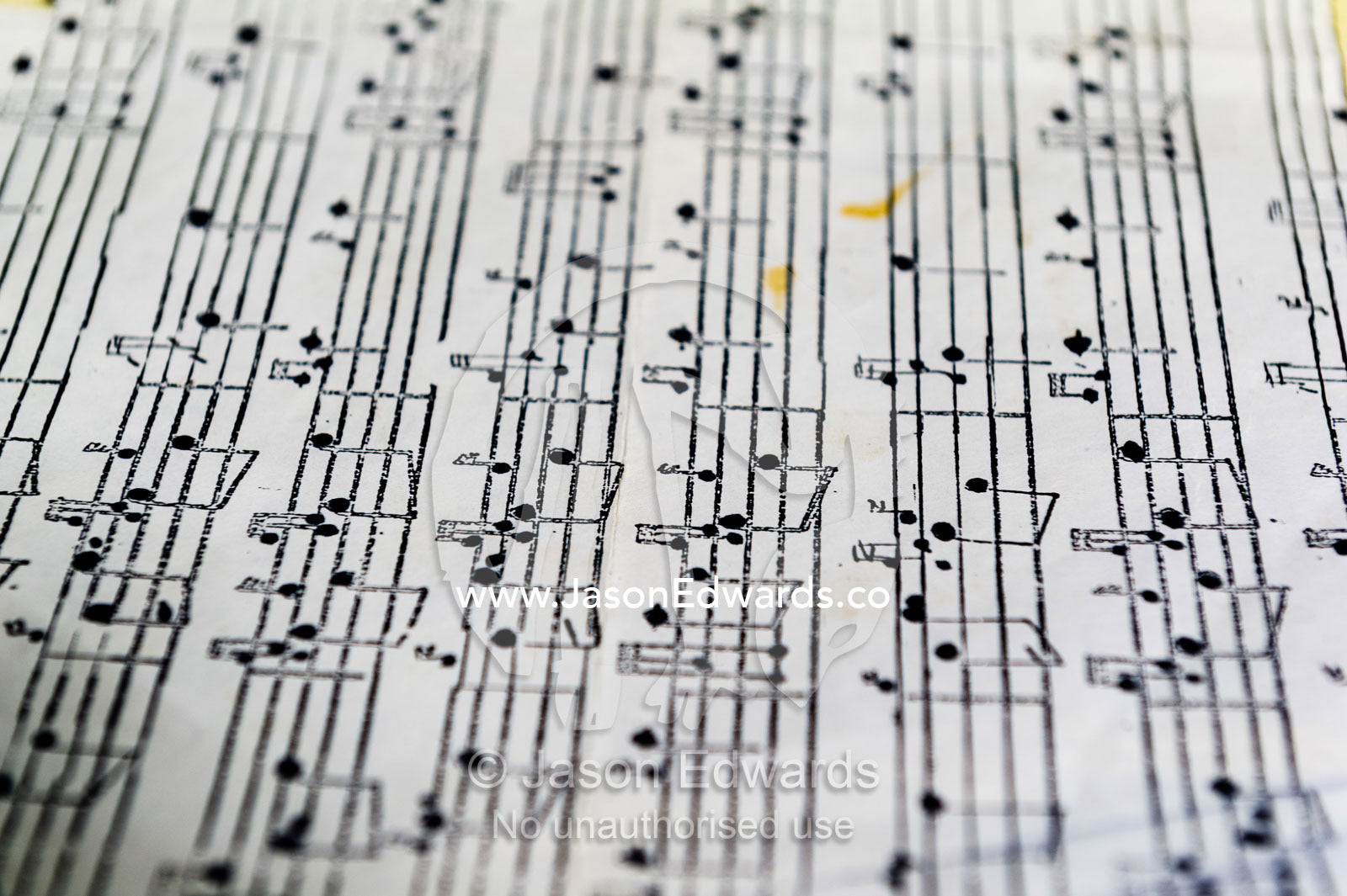 Bagpipe sheet music with its complicated notes. Scott Base, Pram Point, Hut Point Peninsula, Ross Island, Antarctica.