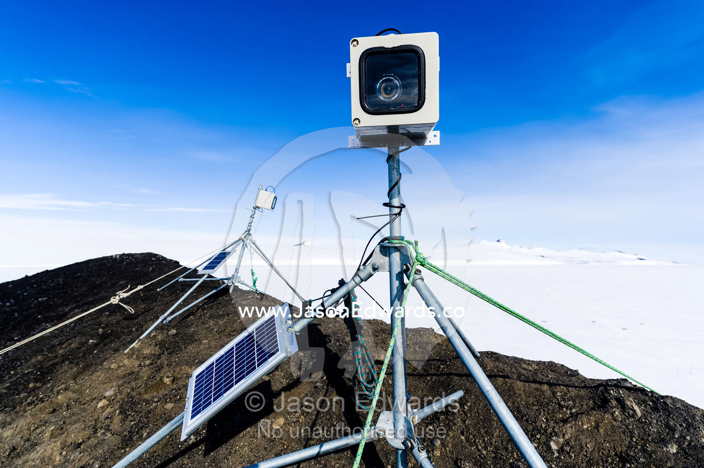 A remote control camera capturing time lapse photographs of Weddell Seals and sea ice movements. Turtle Rock, Erebus Bay, McMurdo Sound, Ross Island, Antarctica.