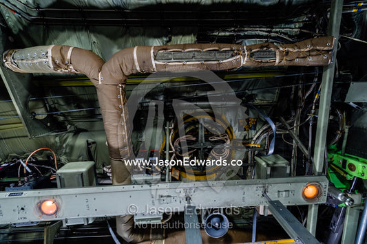 An emergency escape exit on a US Air force Hercules plane. Southern Ocean, between New Zealand and Antarctica.