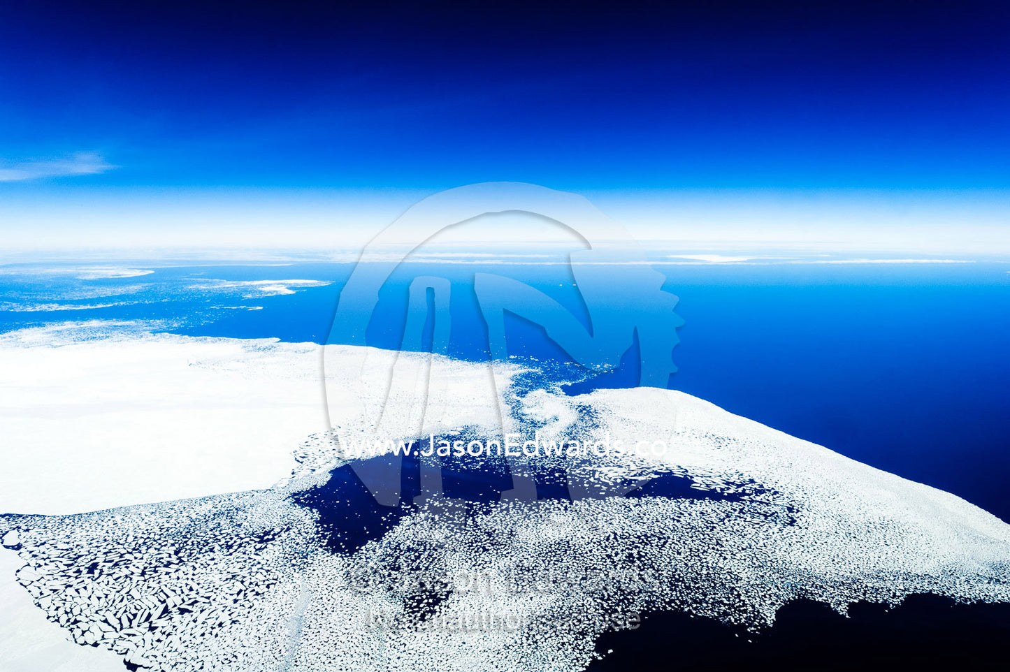 Enormous plates of sea ice floating on the ocean during the Antarctic summer. Ross Sea, Antarctica.