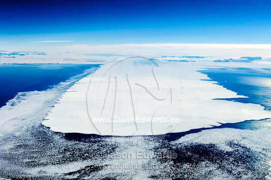 Enormous plates of sea ice floating on the ocean during the Antarctic summer. Ross Sea, Antarctica.