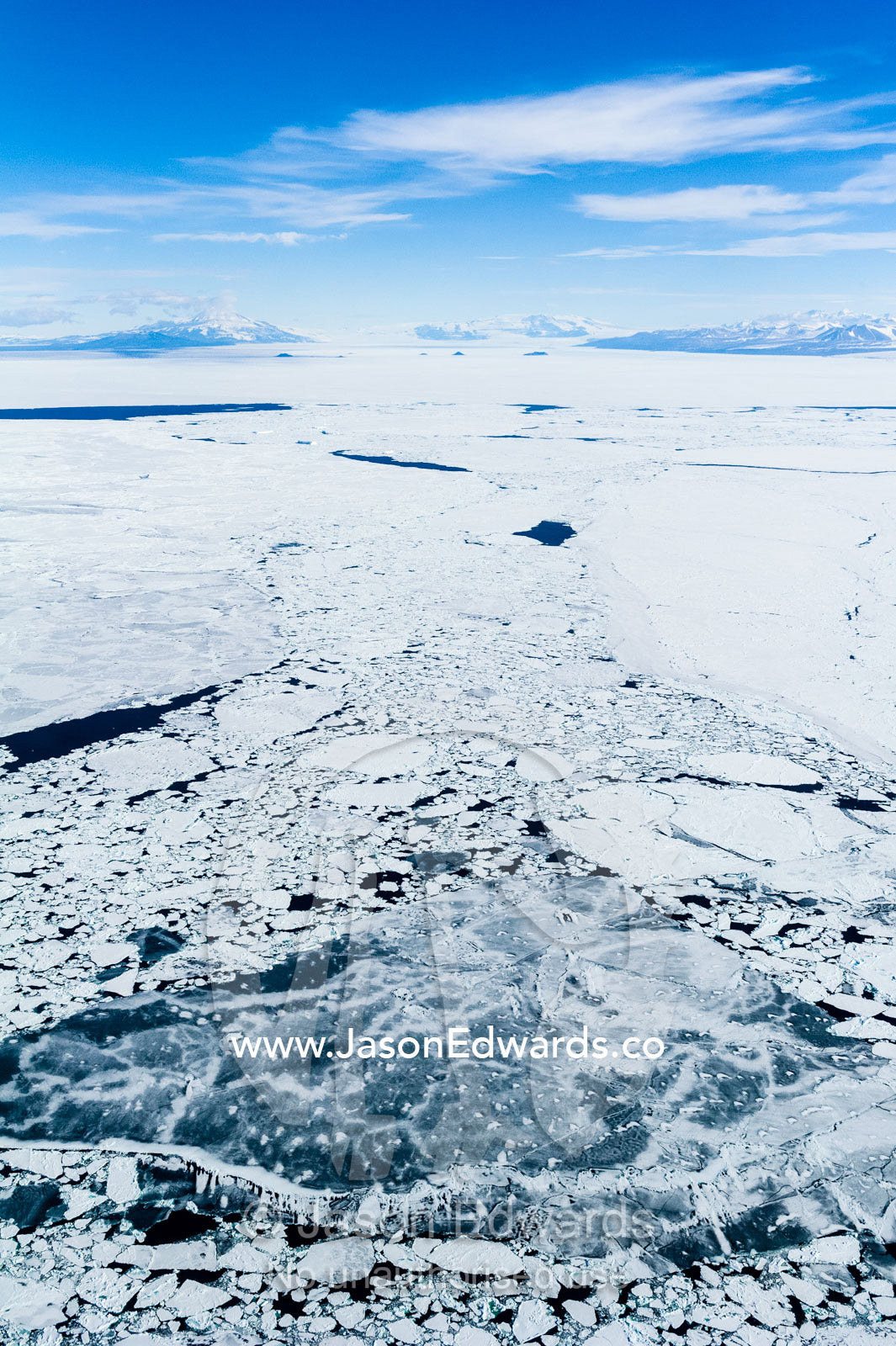 The ocean around Antarctica covered in platelet ice melting during the summer. Ross Sea, Antarctica.
