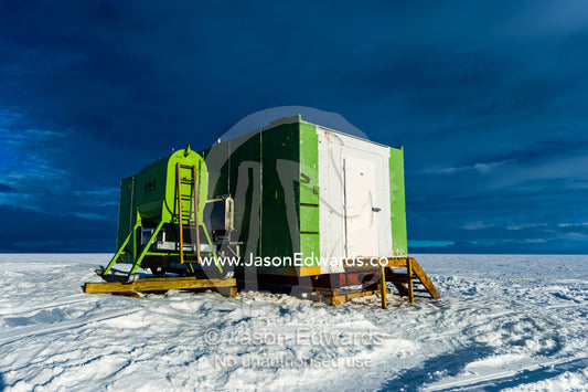 A demountable on the Ross Ice Shelf used during survival training courses. Windless Bight, Ross Ice Shelf, Ross Island, Antarctica.