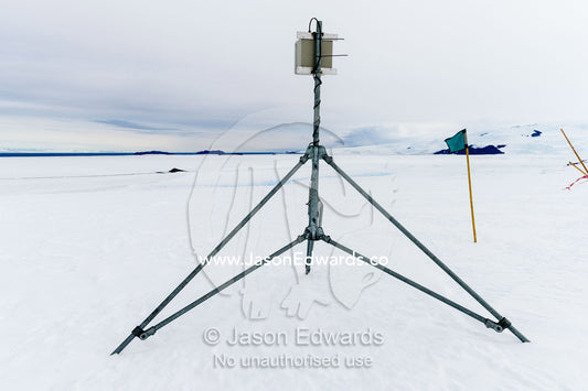 A remote control camera capturing time lapse photographs of Weddell Seals and sea ice movements. Turtle Rock, Erebus Bay, McMurdo Sound, Ross Island, Antarctica.