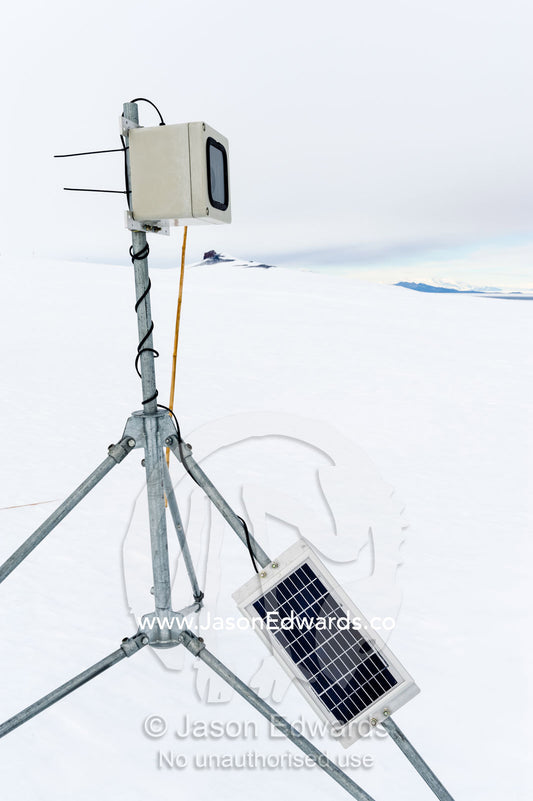 A remote control camera capturing time lapse photographs of Weddell Seals and sea ice movements. Turtle Rock, Erebus Bay, McMurdo Sound, Ross Island, Antarctica.