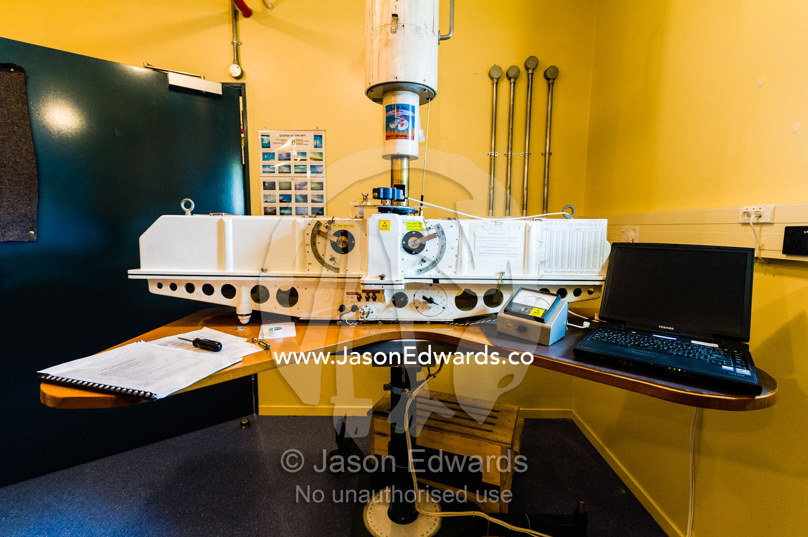 A Dobson Spectrophotometer used to monitor ozone levels in the Antarctica New Zealand Science facility. Arrival Heights, Ross Island, Antarctica.