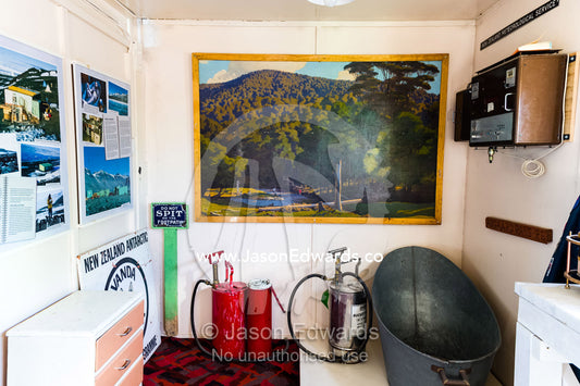 Artifacts and memorabilia in the TAE Hut a museum in Antarctica. TAE Hut, Trans Antarctic Expedition Hut, Scott Base, Pram Point, Hut Point Peninsula, Ross Island, Antarctica.