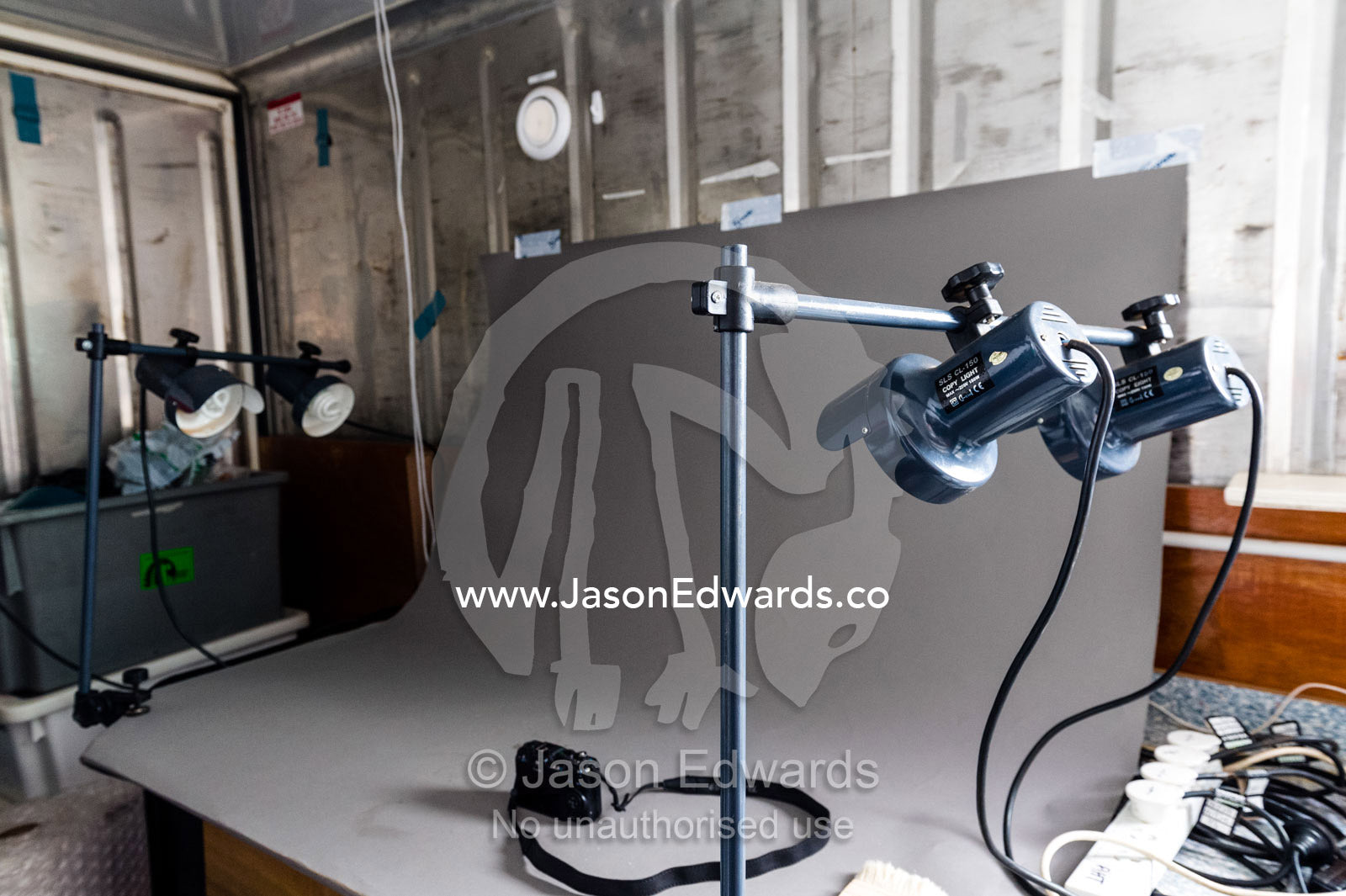 A photographic light stand and table for photographing specimens from the Antarctic Heritage Huts. Scott Base, Pram Point, Hut Point Peninsula, Ross Island, Antarctica.