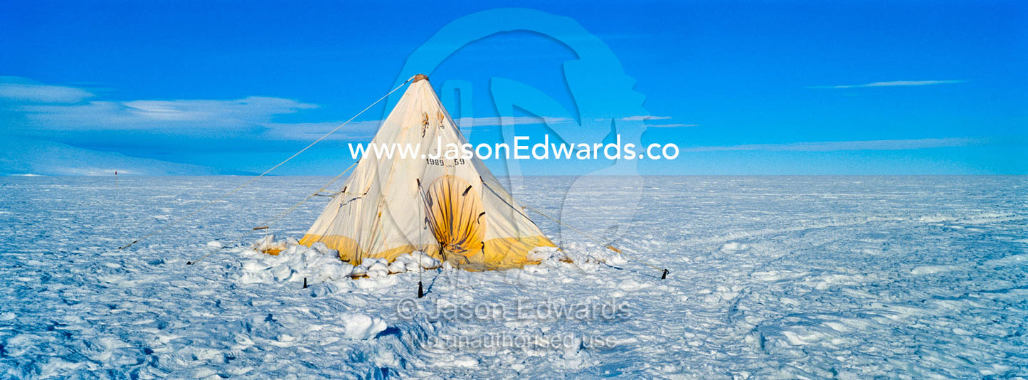 A toilet tent on the Ross Ice Shelf during a survival training course. Windless Bight, Ross Ice Shelf, Ross Island, Antarctica.