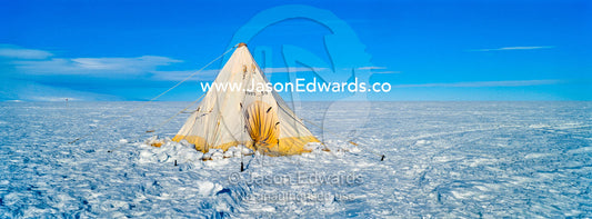 A toilet tent on the Ross Ice Shelf during a survival training course. Windless Bight, Ross Ice Shelf, Ross Island, Antarctica.