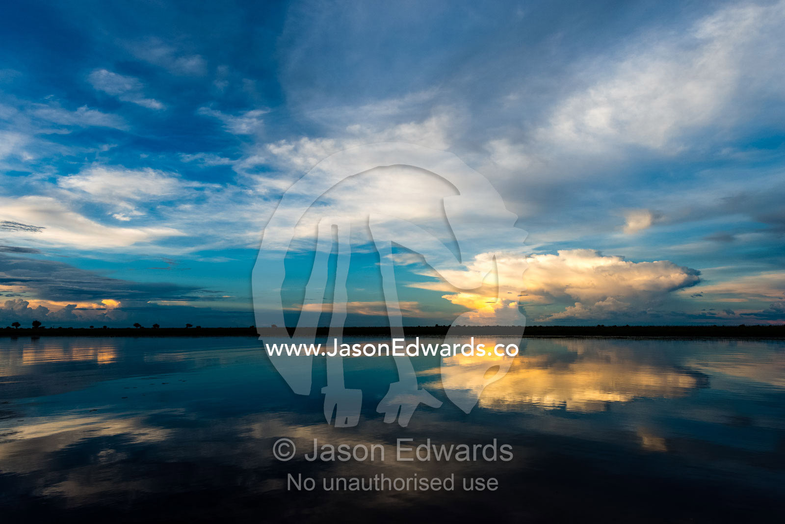 Pastel colours in a dry season thunderhead building over a floodplain. Chobe River, Chobe National Park, Botswana.