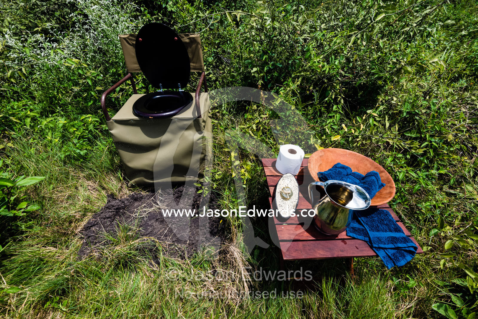A portable toilet set on a floodplain for guests on a safari. Duba Plains Camp, Ngamiland West, Botswana.