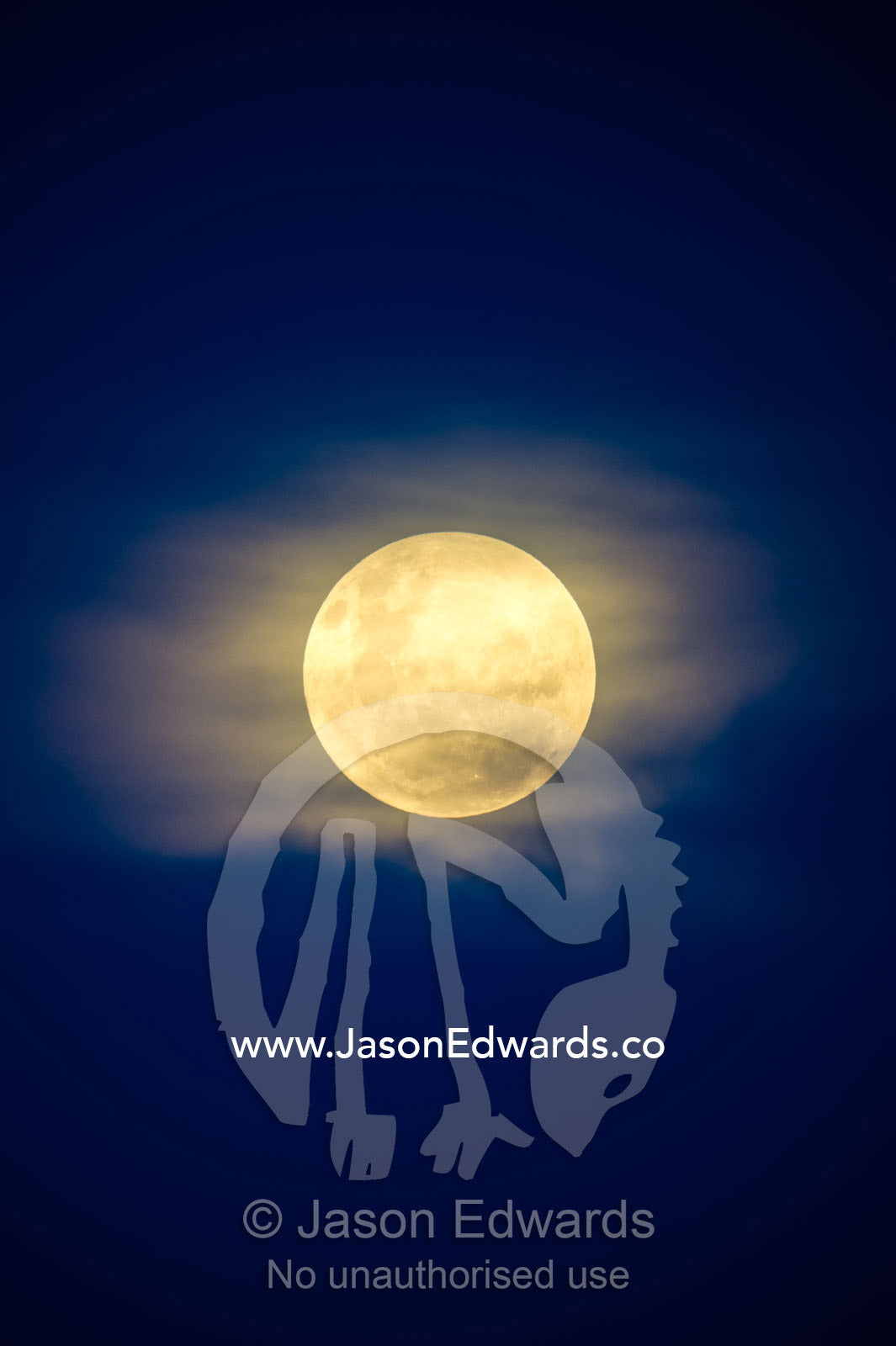 A cloud covers the face of a full moon. Selinda Reserve, Linyanti Region, Northern Botswana.