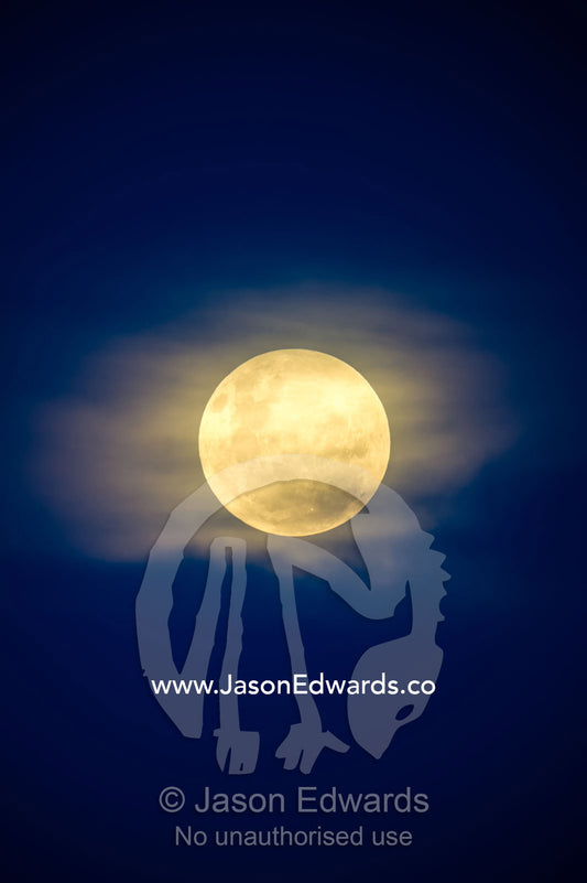 A cloud covers the face of a full moon. Selinda Reserve, Linyanti Region, Northern Botswana.