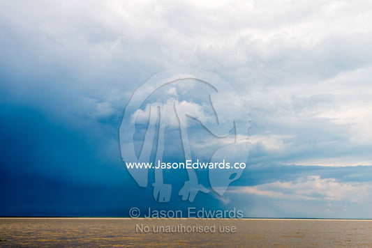 An inland sea forms when floodwater fills a salt pan. Makgadikgadi Pans, Botswana.