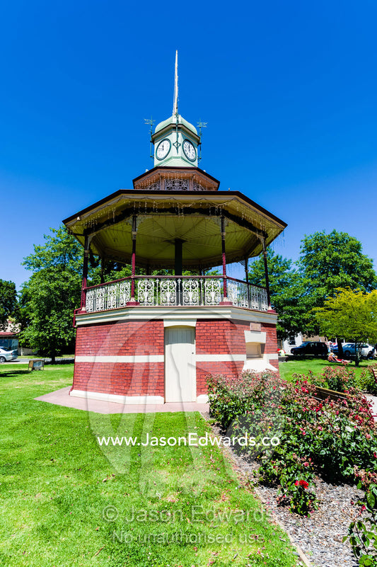 An antique heritage band rotunda in the park of a rural town. Beaufort, Victoria, Australia.