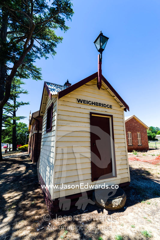 An antique weighbridge station house in a rural town. Beaufort, Victoria, Australia.