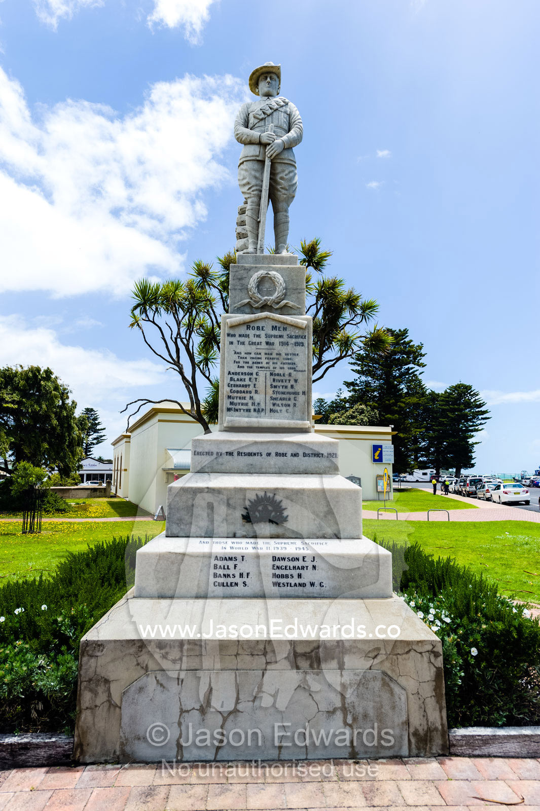 A memorial to local residents of a rural town that died in WW1. Robe, Limestone Coast, South Australia, Australia.