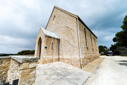 An antique limestone church in a rural town. Robe, Limestone Coast, South Australia, Australia.