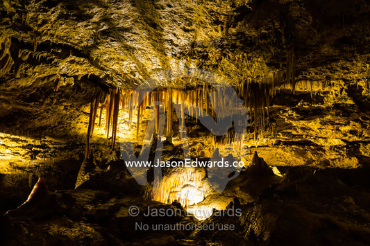 Spectacular stalactites and stalagmites formed by water and mineral deposits decorate the caves. Naracoorte Caves National Park, South Australia, Australia.