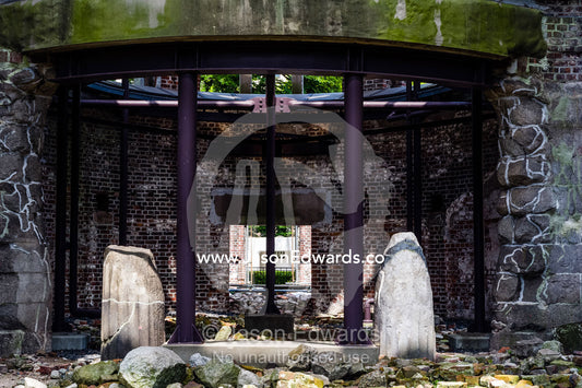 The scorched ruin of the Hiroshima Prefectural Industrial Promotion Hall known as the Atomic Bomb Dome or Genbaku Dōmu. Hiroshima Peace Memorial Park, Hiroshima, Honshu Island, Japan.