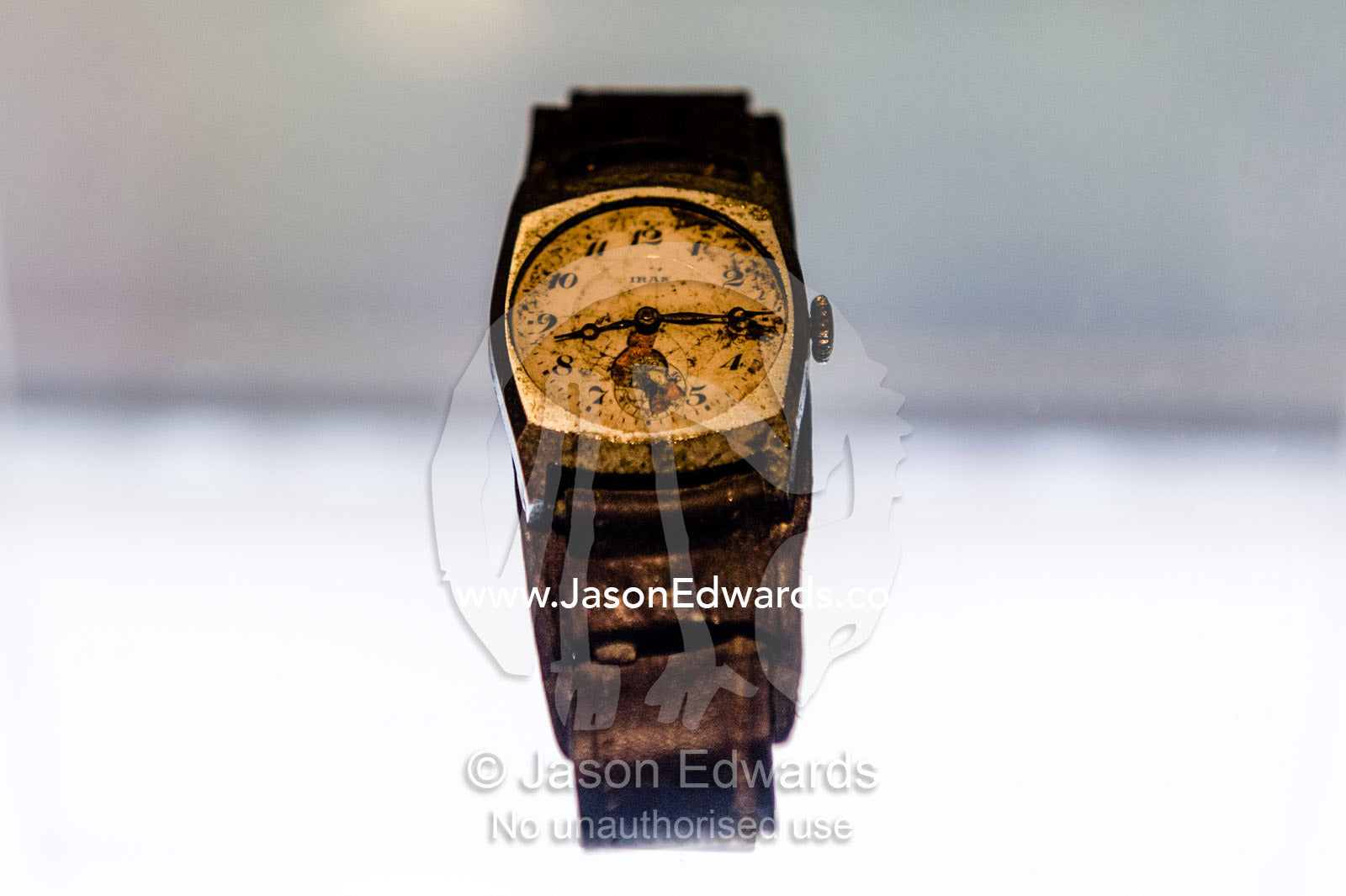 A watch that stopped at the at 8.15am, the exact moment that the atomic bomb exploded above Hiroshima. Hiroshima Peace Memorial Museum, Hiroshima Peace Memorial Park, Hiroshima, Honshu Island, Japan.