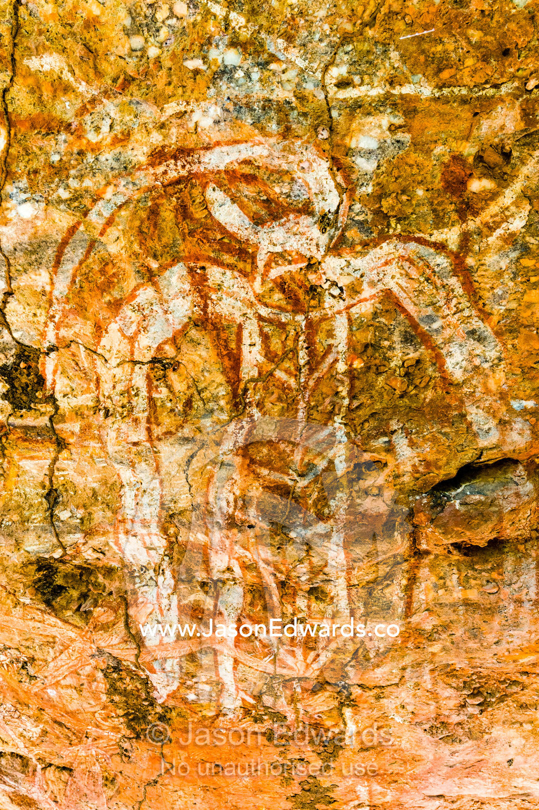 An Aboriginal rock painting art gallery featuring a Namarrnde figure. Burrunggui, Nourlangie Rock, Arnhem Land, Kakadu National Park, Northern Territory, Australia.