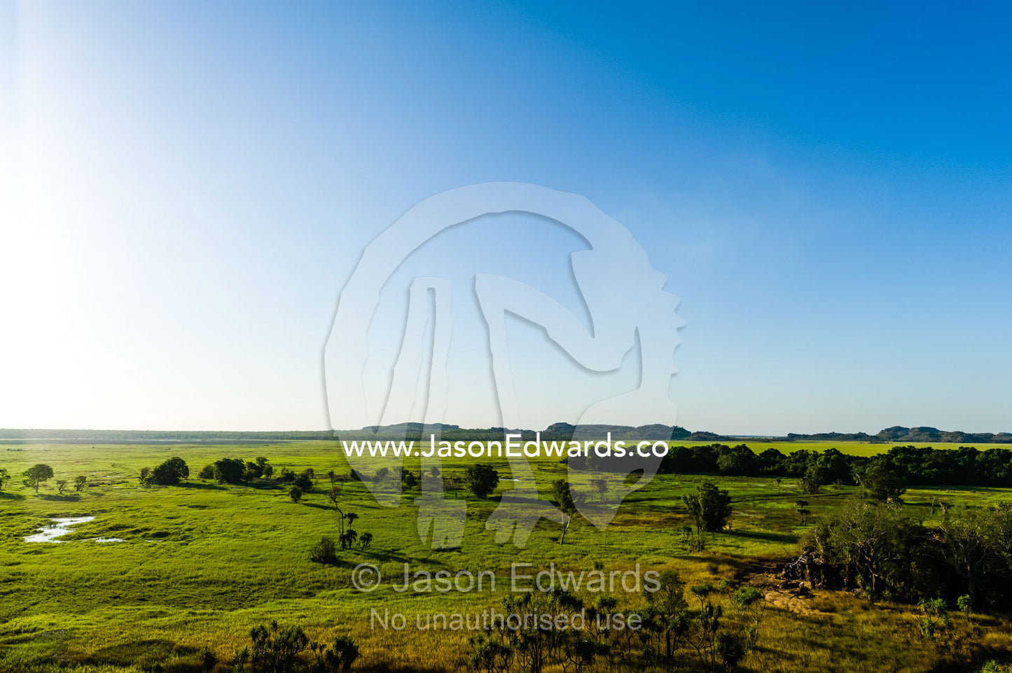 A vast lush floodplain at the height of the Top End, dry season. Ubirr, Nadab floodplain, Kakadu National Park, Northern Territory, Australia.