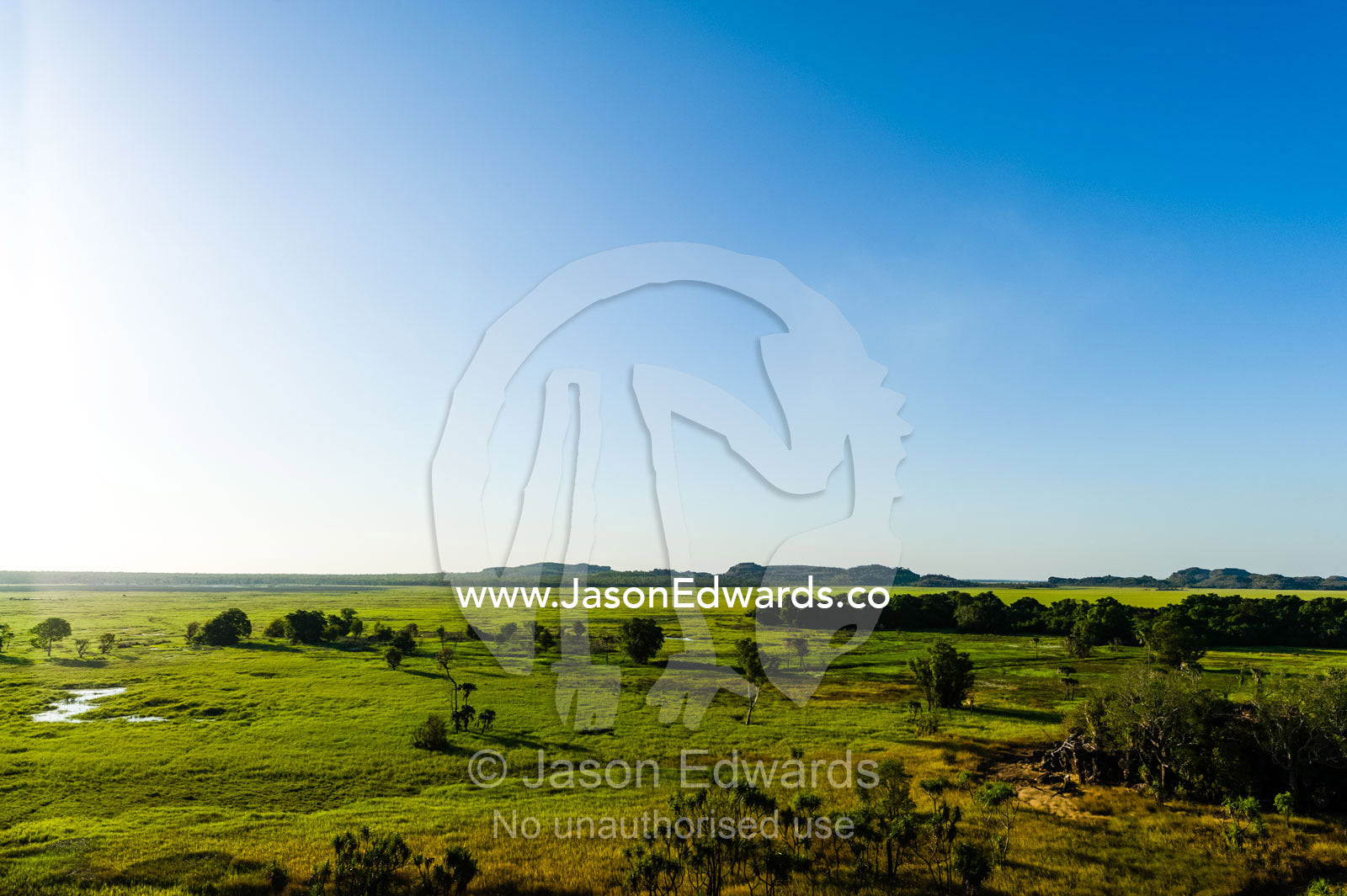 A vast lush floodplain at the height of the Top End, dry season. Ubirr, Nadab floodplain, Kakadu National Park, Northern Territory, Australia.