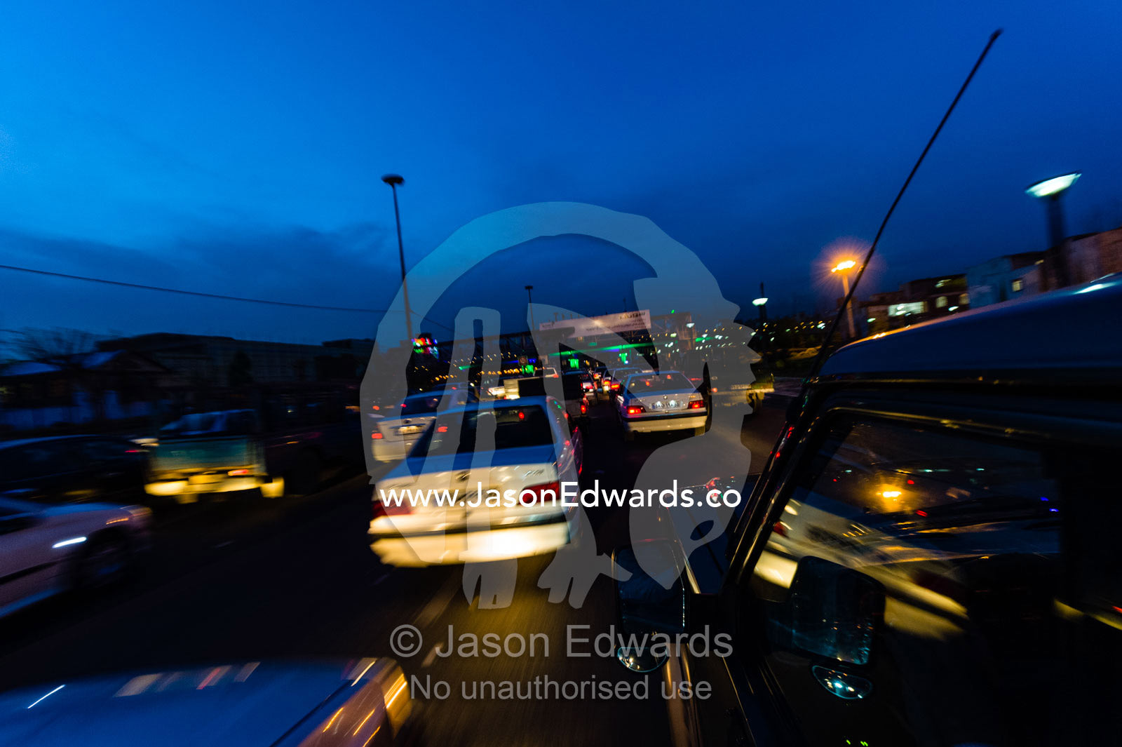 A traffic jam along a highway heading into Tehran. Tehran, Tehran Province, Islamic Republic of Iran.