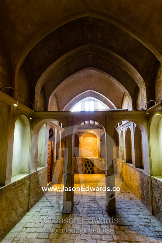 Daylight filters into the domed ceiling of a wealthy merchant's home. Borujerdis House, Kashan, Isfahan Province, Islamic Republic of Iran.