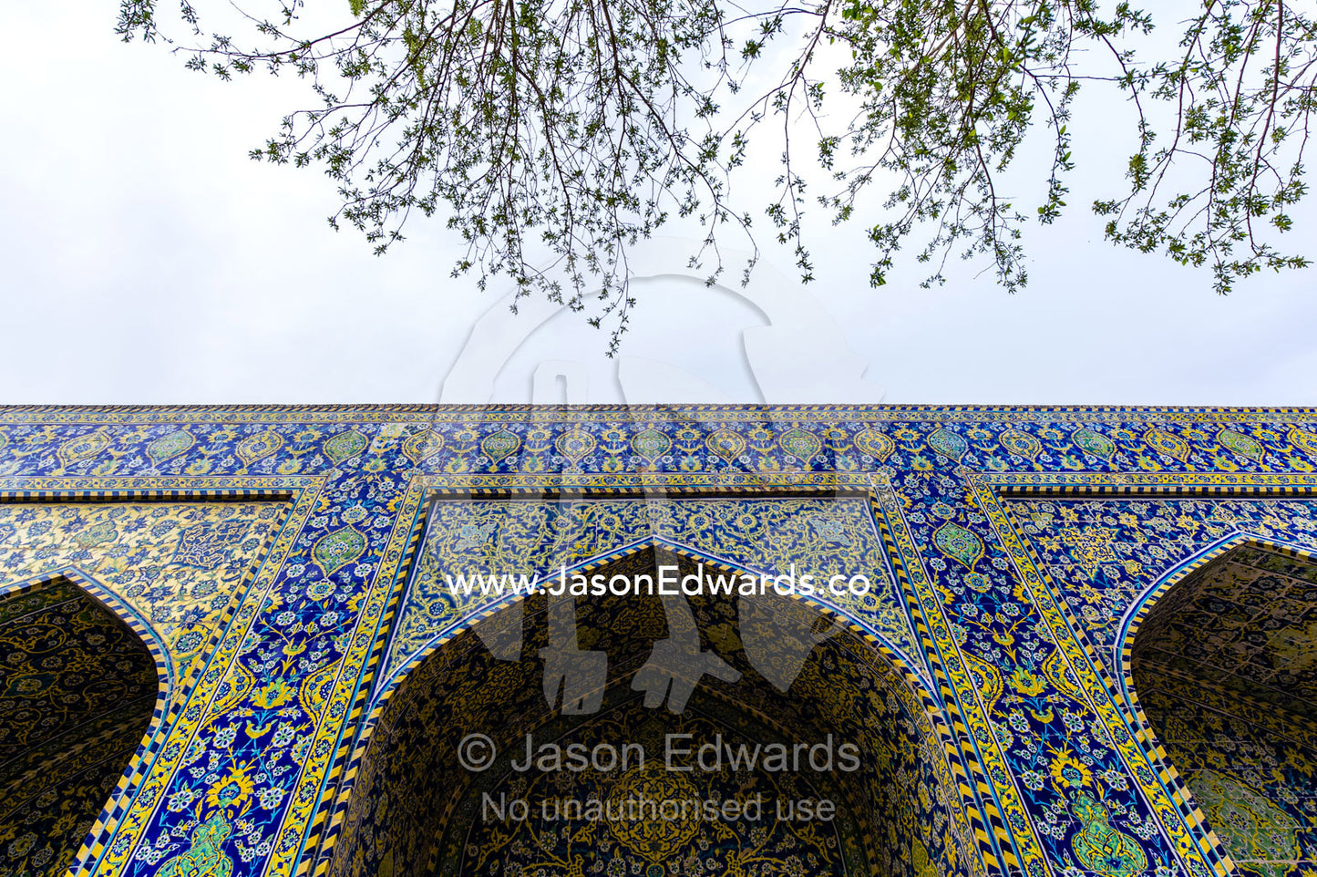 A vaulted iwan in the Shah Mosque. Shah Mosque, Isfahan, Isfahan Province, Islamic Republic of Iran.