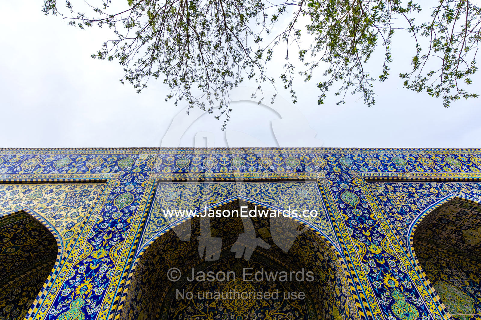A vaulted iwan in the Shah Mosque. Shah Mosque, Isfahan, Isfahan Province, Islamic Republic of Iran.