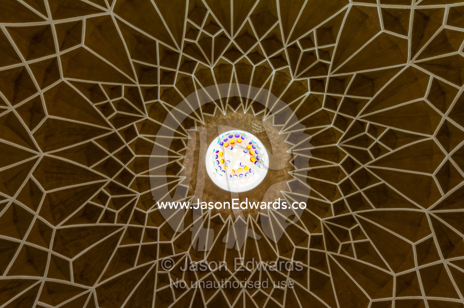 The domed ceiling of an elegant restaurant converted from a traditional public bathhouse. Yazd, Yazd Province, Islamic Republic of Iran.