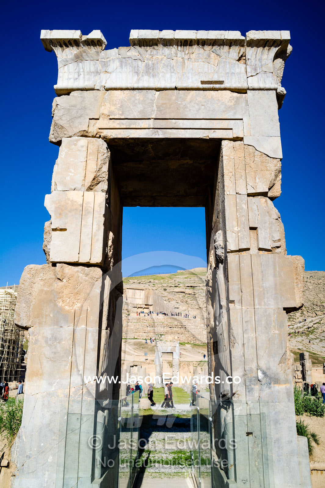 The towering gates of the Hadish Tachara Palace. Persepolis, Shiraz, Fars Province, Islamic Republic of Iran.