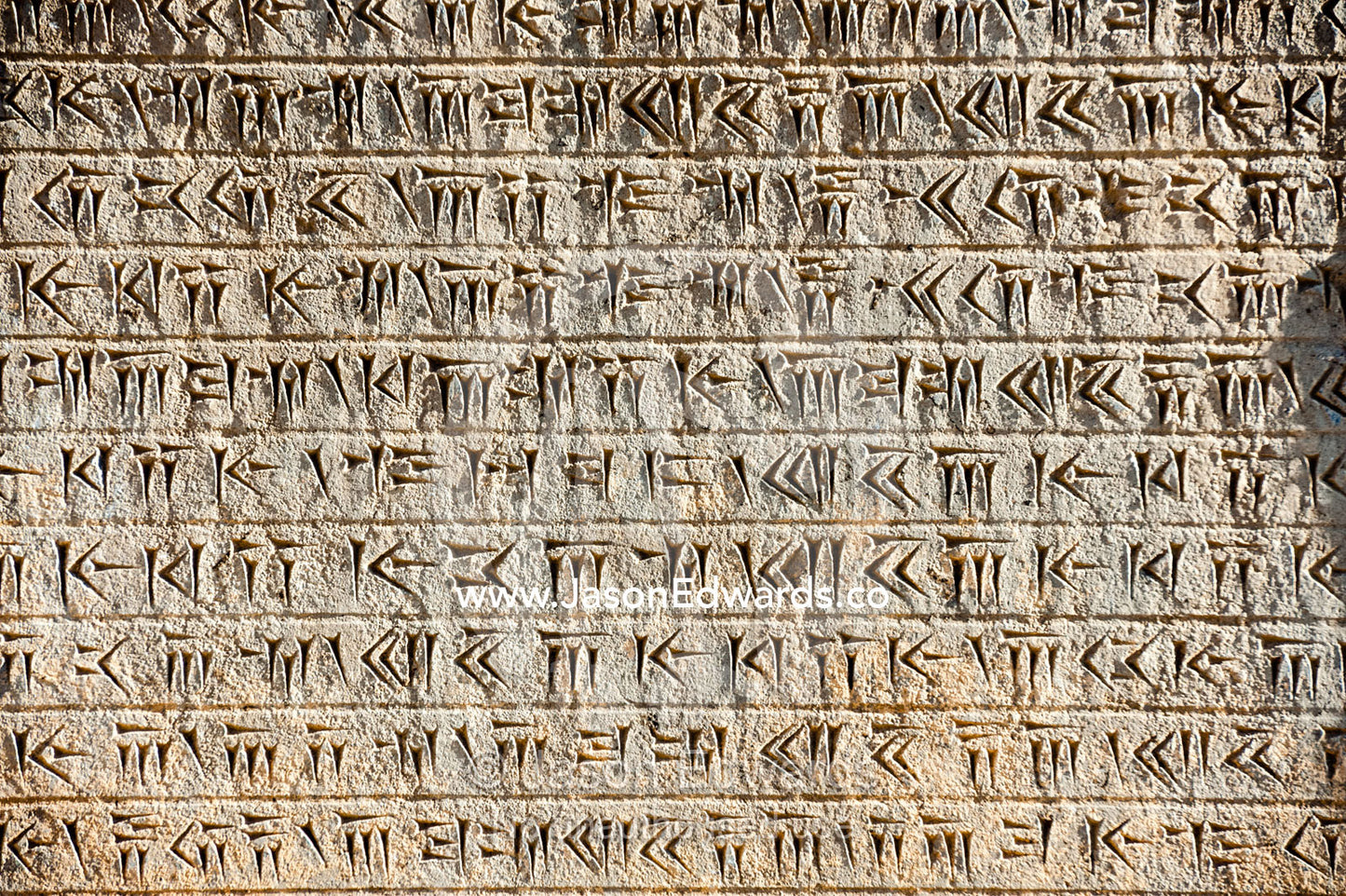 A beautifully preserved cunieform inscription in the Hadish Palace. Persepolis, Shiraz, Fars Province, Islamic Republic of Iran.