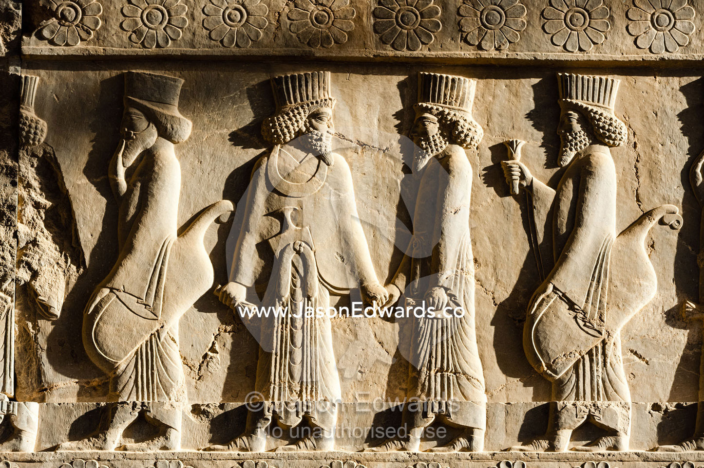 A limestone frieze of the royal family, immortal guards, commanders and nobles from the Pars people. Persepolis, Shiraz, Fars Province, Islamic Republic of Iran.