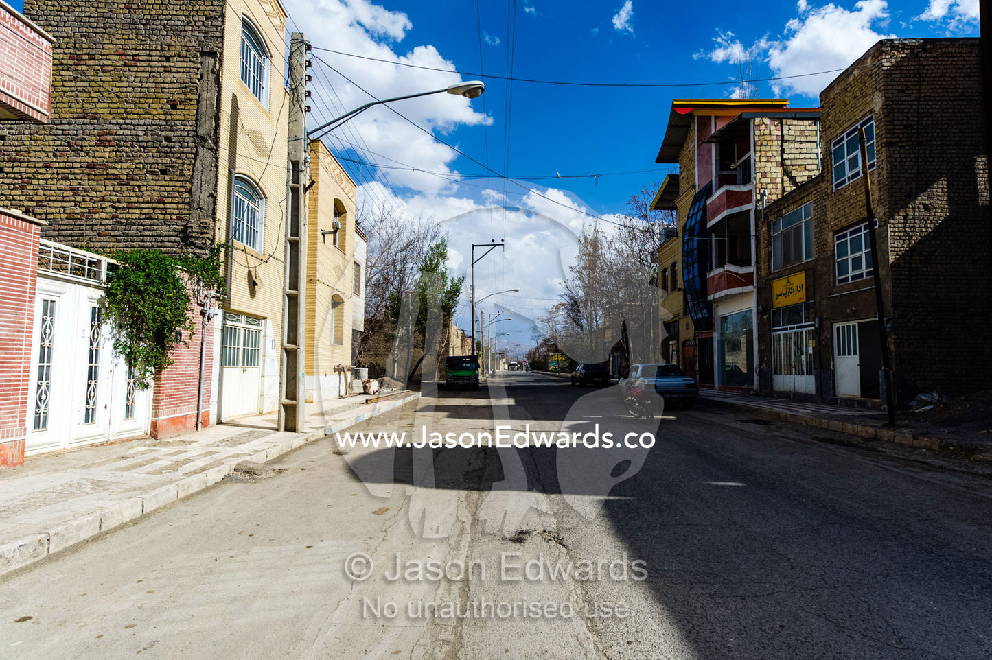 A deserted main street in a small mountain village. Niasar, Neyasar District, Kashan County, Isfahan Province, Islamic Republic of Iran.